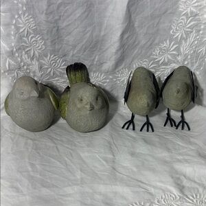Evergreen Home and Garden Decorative Stone Bird Figurines Set - Gray and Green
